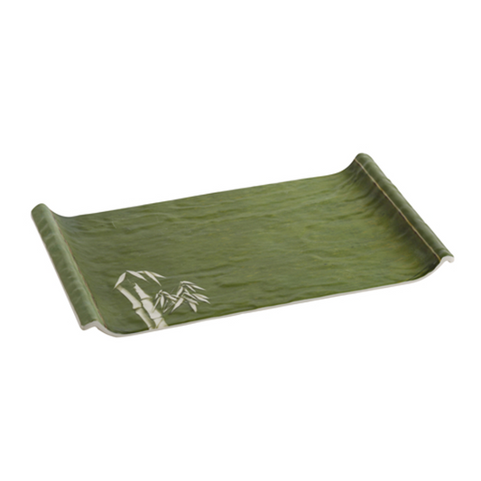Yanco Display Plate BA-312 It is made from durable and reliable melamine material, which makes the plate look like ceramics. You can use this stylish plate to serve any dish you want. For example, you can use it for presenting cakes, appetizers or serving hot meals. The Bamboo collection has an elegant and stylish design. Performed in green color With natural bamboo look, it will perfectly fit any restaurant environment. 