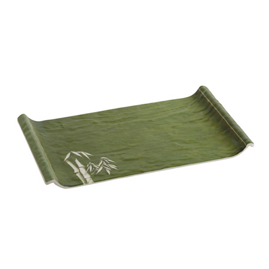 Yanco Display Plate BA-314 It is made from durable and reliable melamine material, which makes the plate look like ceramics. You can use this stylish plate to serve any dish you want. For example, you can use it for presenting cakes, appetizers or serving hot meals. The Bamboo collection has an elegant and stylish design. Performed in green color With natural bamboo look, it will perfectly fit any restaurant environment. 