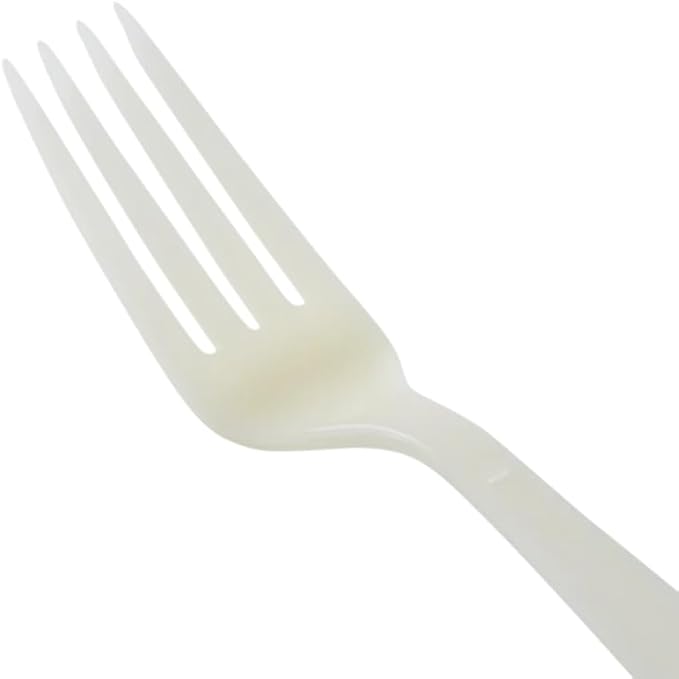 Beige Bio Based Heavy Weight Individually Wrapped Disposable Forks