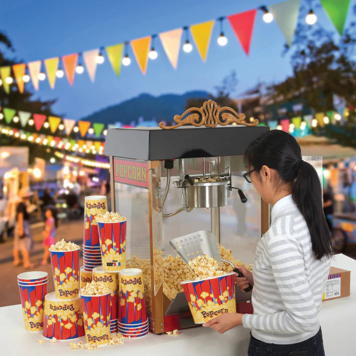 Benchmark Popcorn Tubs these bags are thoughtfully crafted ensuring that the rich and flavorful butter stays securely contained within, preventing any unwarranted leakage. The addition of this protective feature not only preserves the integrity of the popcorn but also enhances the overall consumer experience.