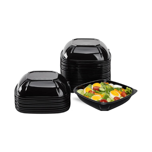 Square Disposable Plastic Salad Bowl For Meal Prep and Takeout