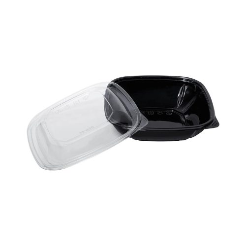 Square Disposable Plastic Salad Bowl with Clear Dome Lids