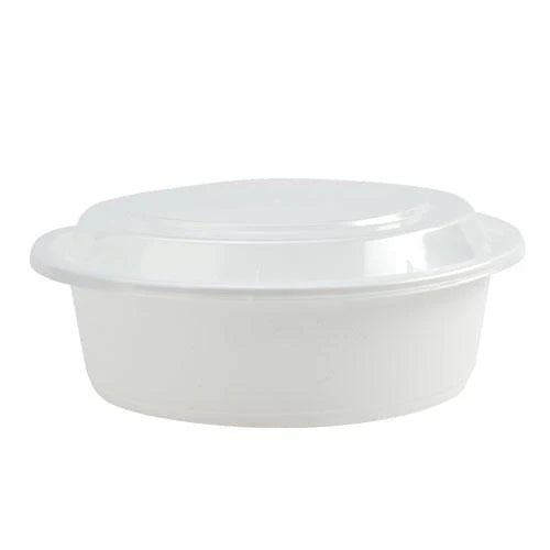 32oz deep round container with lid, black and white food container, BPA-free, airtight, leak-proof, microwave safe, freezer safe, reusable meal prep container, takeout and catering storage.