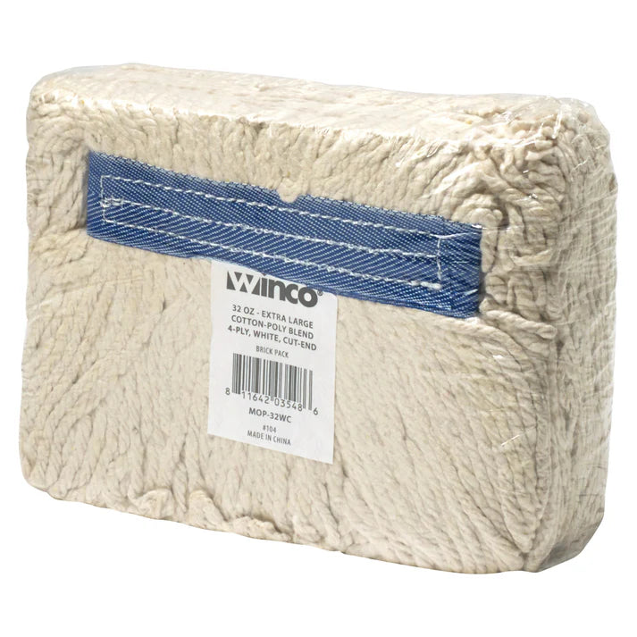Mop Head Winco MOP-24C, MOP-24WC, MOP-32C, MOP-32WC Cut Head (Blue 24 oz, Blue 32 oz, White 24 oz, White 32 oz) 20/Pack