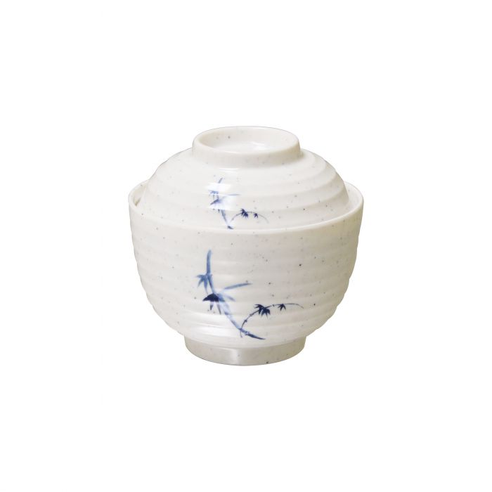 Thunder Group Miso Bowl With Lid 6/Pcs is perfect for serving miso soup, soba, ramen, kimchi and other Asian dishes. This stone-colored bowl with bamboo accents will bring oriental flare to your food presentation. Manufactured from a durable plastic material this dinnerware is extremely popular for its nearly unbreakable structure. However, with heat resistance of up to 212° F or 100° C, melamine is not suitable for cooking and warming foods in a microwave or oven. It is dishwasher safe. 