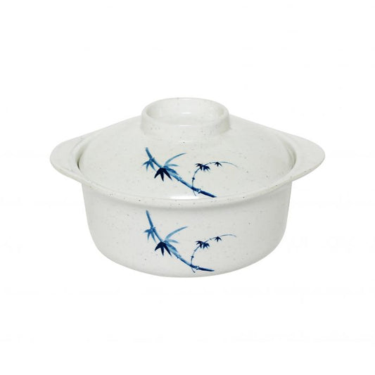 Thunder Group Miso Bowl With Lid 6/Pcs is perfect for serving miso soup, soba, ramen, kimchi and other Asian dishes. This stone-colored bowl with bamboo accents will bring oriental flare to your food presentation. Manufactured from a durable plastic material this dinnerware is extremely popular for its nearly unbreakable structure. However, with heat resistance of up to 212° F or 100° C, melamine is not suitable for cooking and warming foods in a microwave or oven. It is dishwasher safe. 