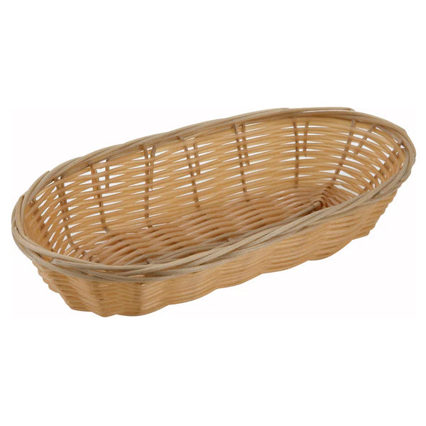 Winco PWBN-9B to PWBN-9V 9" x 7" x 2-3/4", Black/Gold Oval Poly Woven Baskets