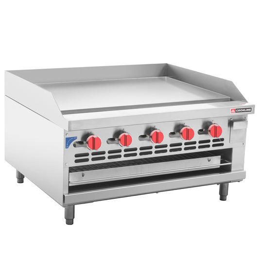 Cookline RGB-36M 36-inch commercial countertop gas raised griddle broiler combo 90000 BTU for versatile cooking in restaurants cafes and commercial kitchens