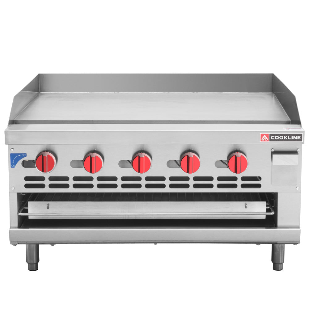 Cookline RGB-36M 36-inch commercial countertop gas raised griddle broiler combo 90000 BTU for versatile cooking in restaurants cafes and commercial kitchens
