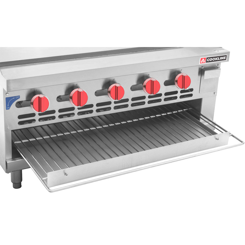 Cookline RGB-36M 36-inch commercial countertop gas raised griddle broiler combo 90000 BTU for versatile cooking in restaurants cafes and commercial kitchens