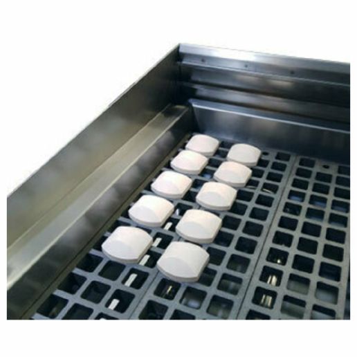 Charbroiler Full Kit 1/Pack includes (1) tube 36” rails, (3) bags of briquettes, (3) boxes of racks, (3) kits per pack, (1) pack per case.
