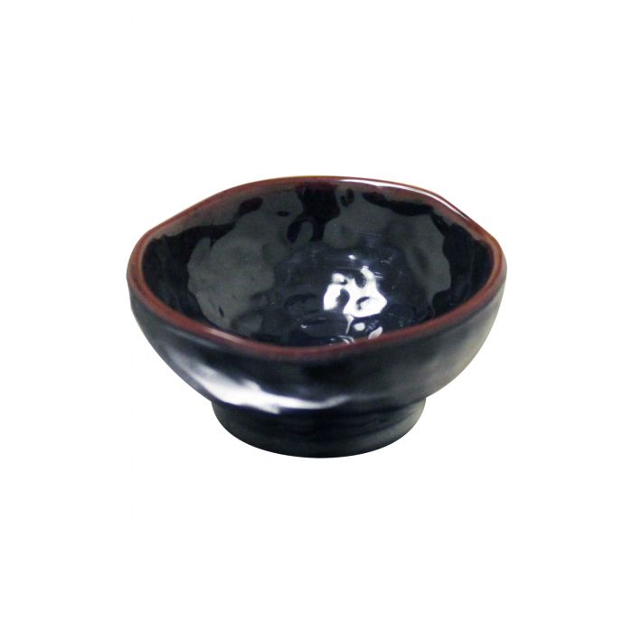Thunder Group Dish Saucer 12/pcs is perfect for serving dips, sauces, spices and herbs that accompany an Asian-themed meal. This sauce dish looks like hand-made ceramics with a glossy black finish. In actuality, it is made of durable and affordable melamine. Melamine allows the sauce dish to endure the heavy commercial use. The dish won't chip, break, or stain. Tenmoku collection has a distinctive presentation. 