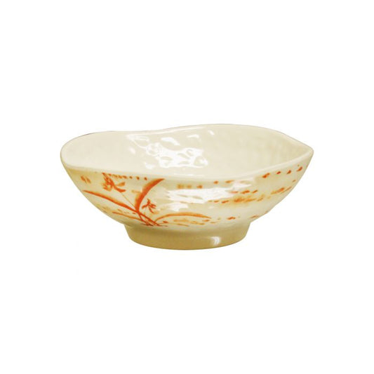 The Thunder Group Wavy Rice Bowl features a stone-colored design with elegant orchid accents, adding Asian flair to your table. Made from durable melamine, it is BPA-free, break-resistant, shatter-resistant, lightweight, and stackable for easy storage. Dishwasher safe and NSF listed for safety, this versatile bowl is perfect for serving rice, noodles, or side dishes at restaurants, catered events, or home use.