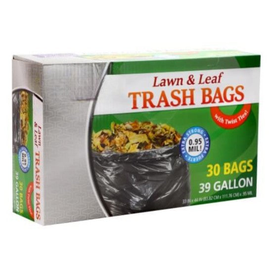 39-gallon lawn & leaf bags for yard cleanup, landscaping, and waste disposal. Heavy-duty, tear-resistant, and leak-proof. Perfect for leaves, grass clippings, and outdoor debris collection.