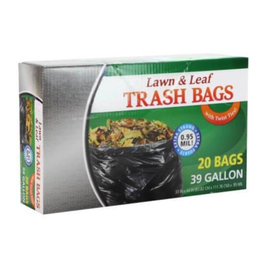 39-gallon lawn & leaf bags for outdoor cleanup. Heavy-duty, tear-resistant, and leak-proof. Ideal for leaves, grass clippings, and yard debris. Strong, durable trash bags for home and commercial use.