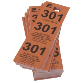 Stanton Trading Orange coat check tags triplicate tickets made from sturdy cardboard, designed for efficient and organized claim check management, includes 1 box.