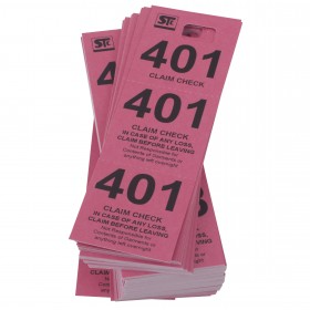 Stanton Trading Pink coat check tags triplicate tickets made from sturdy cardboard, designed for efficient and organized claim check management, includes 1 box.