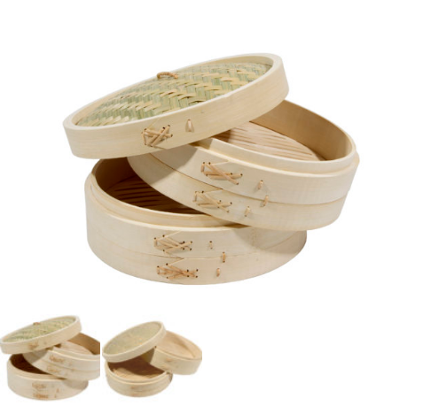 Traditional bamboo steamer