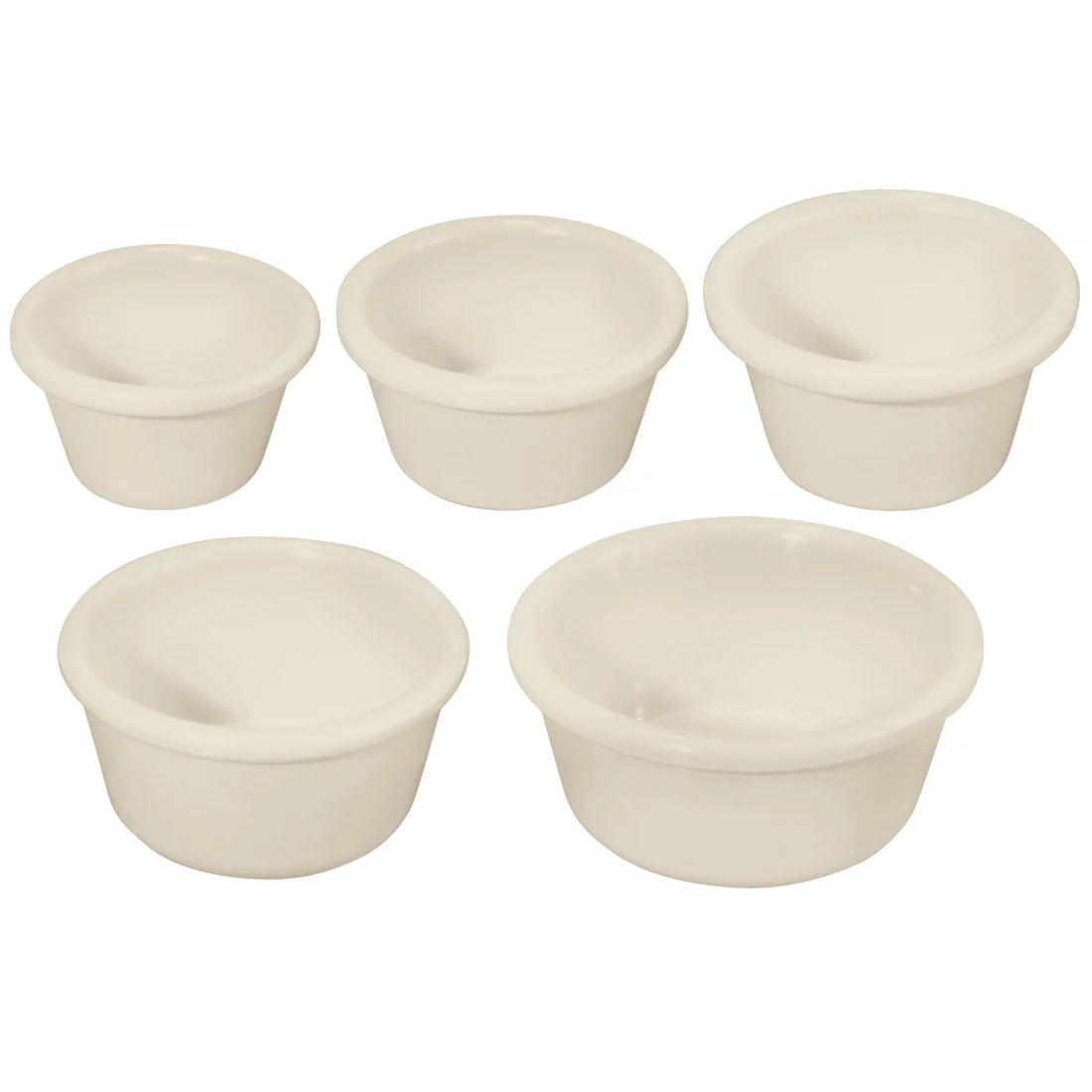 Winco RP-1B to RP-6W 1.5–6oz Bone/Black/White Plain Ramekins
