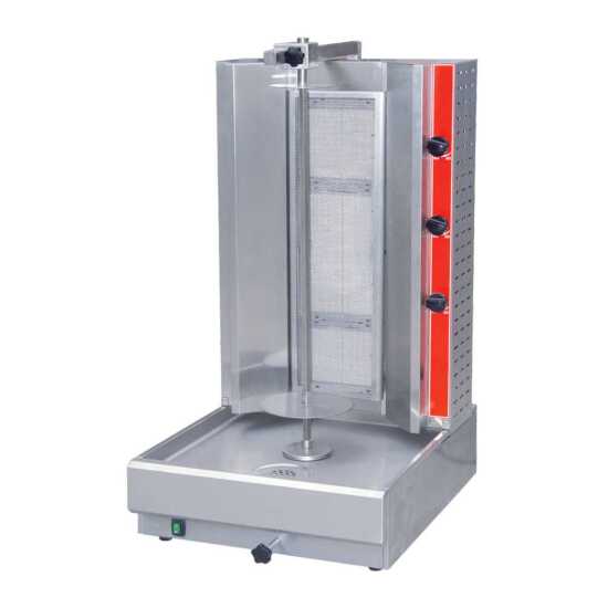Cookline 3G gas vertical gyro shawarma broiler, designed for 55 lbs capacity and 39,000 BTUs, ideal for efficiently cooking shawarma and gyro in commercial kitchens with limited space.