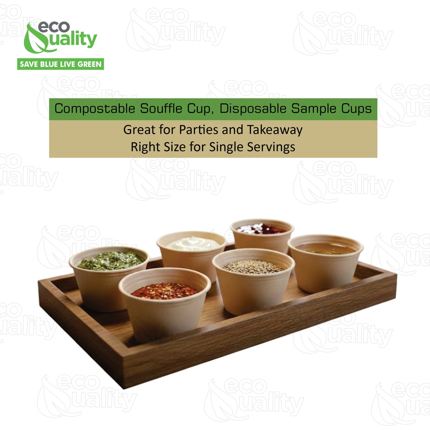 EcoQuality 4oz Compostable Portion Cup No Lids - Condiments & Samples Disposable Biodegradable Soufflé Single Serve Cups - For Restaurants, Catering & Takeout