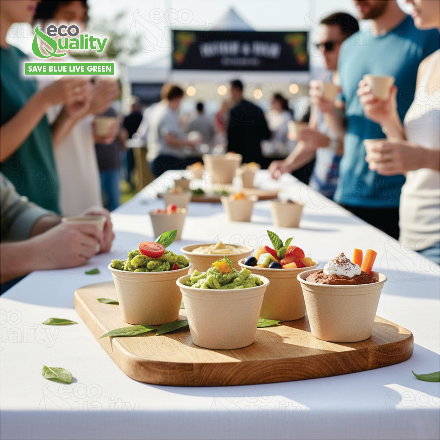 EcoQuality 4oz Compostable Portion Cup No Lids - Condiments & Samples Disposable Biodegradable Soufflé Single Serve Cups - For Restaurants, Catering & Takeout