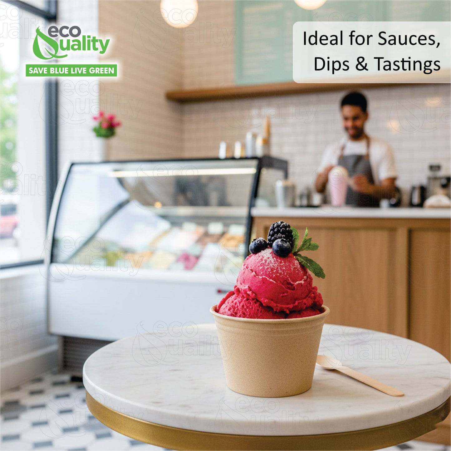 EcoQuality 4oz Compostable Portion Cup No Lids - Condiments & Samples Disposable Biodegradable Soufflé Single Serve Cups - For Restaurants, Catering & Takeout