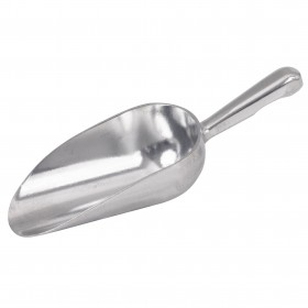 38oz. aluminum scoop stanton trading features a round bowl design for easy and efficient scooping. Ideal for dry goods like flour, sugar, or ice, its sturdy construction ensures durability in any kitchen or bar setting.