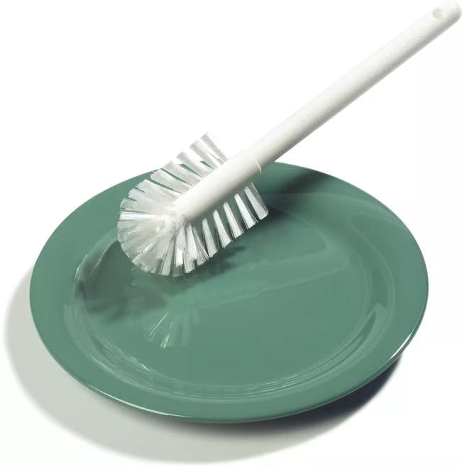 White Handle Dish Brush w/2-3/4 inches Polyester Bristles 12 inches, 4041300, 12/case