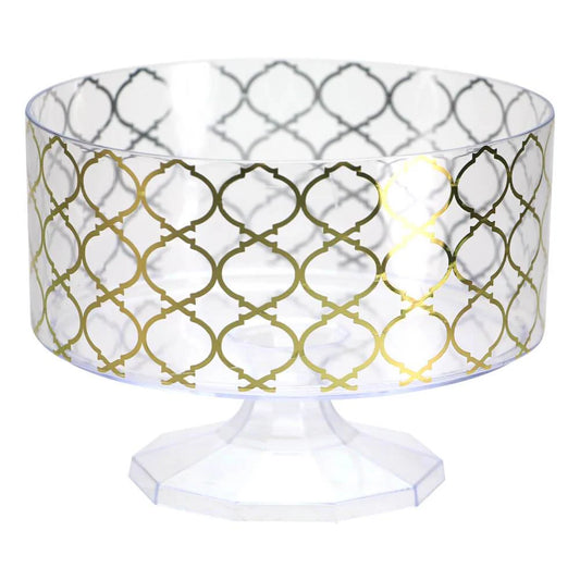 40oz Trifle Bowl with Gold Lattice – Elegant plastic serving bowl for desserts, trifles, and fruit salads. Perfect for weddings, events, and parties. Durable, stylish, and easy to clean for effortless entertaining.