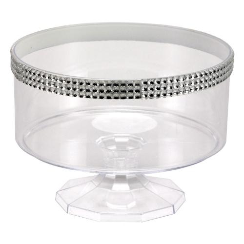 40oz Trifle Bowl with Jewel Accent – Elegant plastic serving bowl for layered desserts, trifles, and fruit salads. Perfect for weddings, parties, and events. Durable, stylish, and easy to clean.