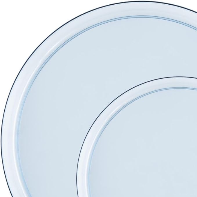 5.5 Inch Dessert Plate and 8 Inch Salad Combo Transparent Blue Plastic Plates