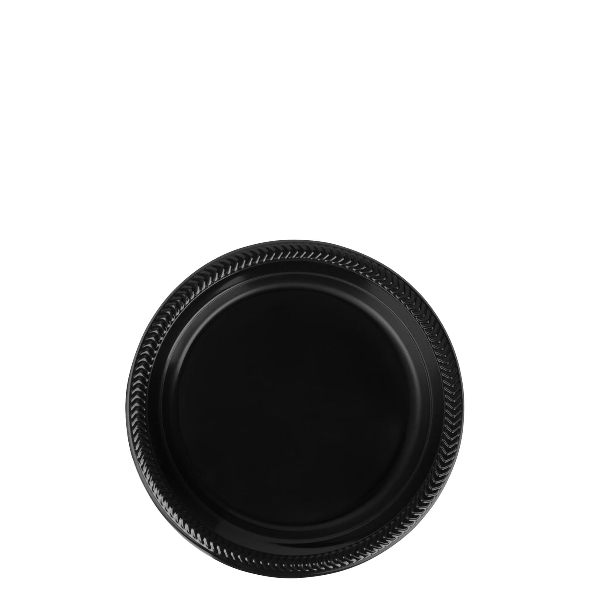 Stack of premium quality black dinner plates made of plastic, plastic disposable cuisine black dinner plates, Black dinner plates suitable for all occasions