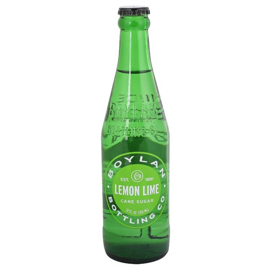 12oz Boylan Lemon Lime Cane Sugar Soda Glass Bottled Beverage