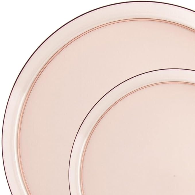5.5 Inch Dessert Plate and 8 Inch Salad Combo Transparent Rose Plastic Plates