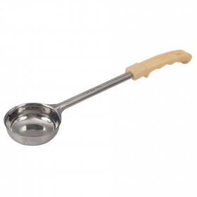 3 oz. portioner stanton trading with a solid stainless steel scoop and a ivory handle, designed for precise serving and portion control.