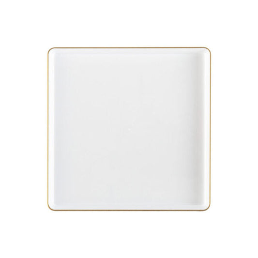 7.75" inch disposable china party tableware dinner plate plastic square salad plate wedding baby shower catering supplies charger plates transparent white large reusable gold bulk birthday gathering dessert appetizer plates 7.75 inch gold design