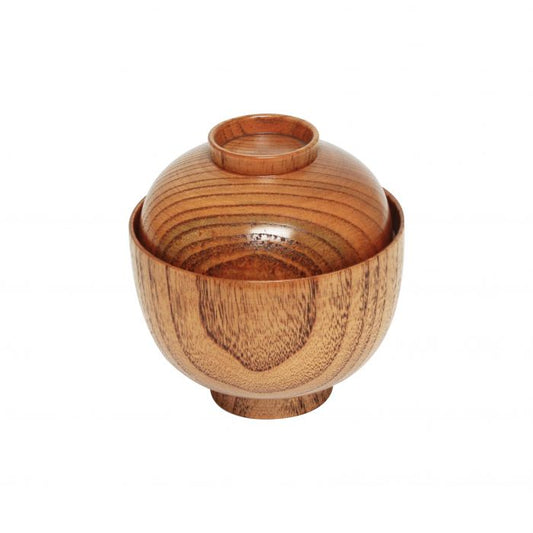Thunder Group Miso Soup Bowl with Lid 12/Pcs Designed for both style and functionality, this bowl features a natural wood construction that adds warmth and authenticity to any dining setting. With a 9 oz capacity, it is perfect for serving miso soup, rice, or other traditional dishes. Its durable build ensures long-lasting use, making it ideal for restaurants, sushi bars, and catered events.