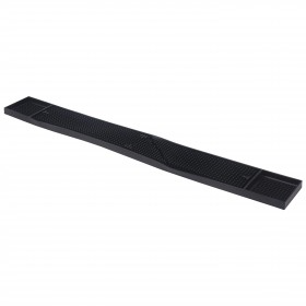 3" x 27" black rubber bar mat stanton trading designed for non-slip grip and spill control, making it ideal for bars, coffee stations, and countertops. Its durable rubber construction ensures long-lasting use, while the textured surface helps keep glassware steady. A great addition for any professional or home bar setup.