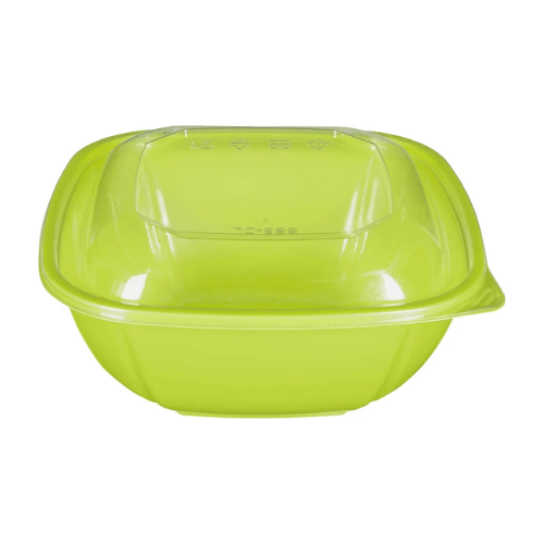 Square Disposable Plastic Salad Bowl with Clear Dome Lids