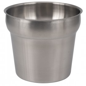 7-quart steam table inset stanton trading crafted from polished mirror-finish stainless steel for a durable and sleek design. It measures 8-1/4" deep and fits an 8-1/2" opening, making it perfect for serving soups, sauces, and hot foods in commercial food service environments.
