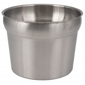 11-quart steam table inset stanton trading made from polished mirror-finish stainless steel for a sleek and durable design. With an 8-1/4" depth and a 10-1/2" fitting opening, it's ideal for serving large quantities of soups, stews, or sauces in commercial kitchens.