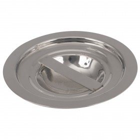 Stainless steel lid stanton trading designed for a 1-1/4 quart Bain Marie, ideal for maintaining temperature and ensuring hygienic food storage.