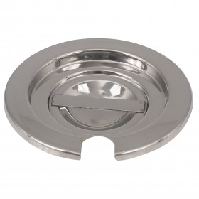 Stainless steel lid stanton trading designed for a 2-quart Bain Marie, ideal for maintaining temperature and ensuring hygienic food storage.