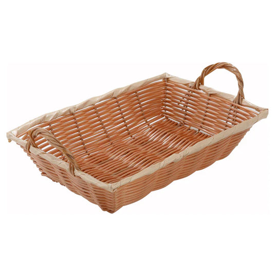 Winco PWBN-12B and PWBN-16B 8-3/4" x 3-7/8" x 2", Black/Gold Oval Poly Woven Baskets