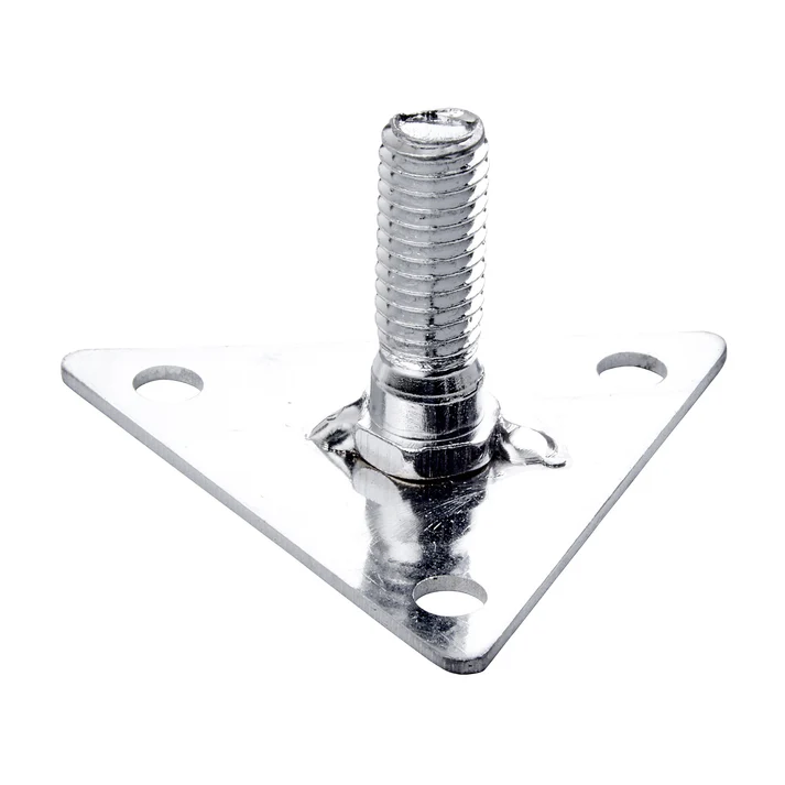 4 Set Shelving Foot Plate 4/Pack designed with 3 holes and a triangular base, this foot plate can be bolted to the floor, providing your shelving unit with a flat surface to stand on. This shelving foot plate comes with (4) screws to ensure secure bolting for outstanding stability. Thanks to its high quality metal construction, this foot plate provides unbeatable durability for years of reliable service.