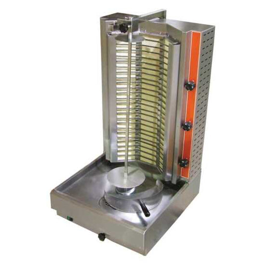 Cookline 4E electric vertical gyro shawarma broiler, capable of handling 120 lbs, designed for 220/240V, perfect for efficiently cooking shawarma and gyro in commercial kitchens.