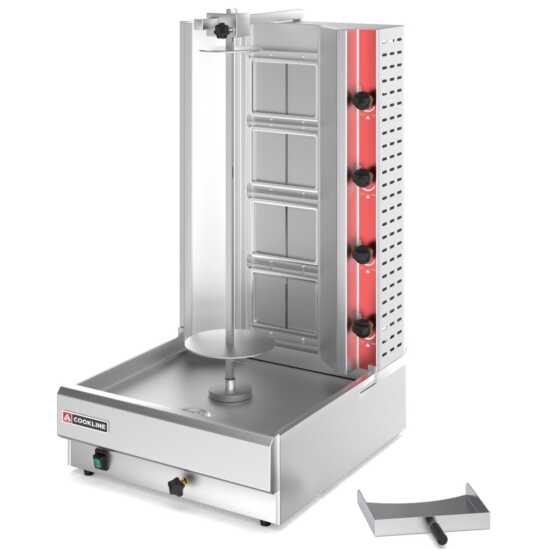 Cookline 4G gas vertical gyro shawarma broiler, designed for 120 lbs capacity and 52,000 BTUs, ideal for efficiently cooking shawarma and gyro in high-demand commercial kitchens.