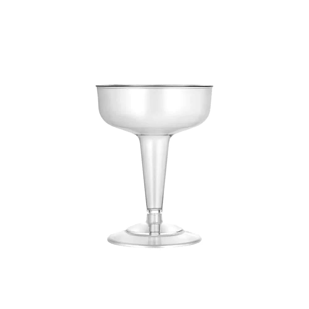 Premium 4oz Disposable Champagne Coupe – elegant 2-piece stemware for weddings, cocktail parties, and special events. Perfect for serving champagne, prosecco, and signature cocktails.