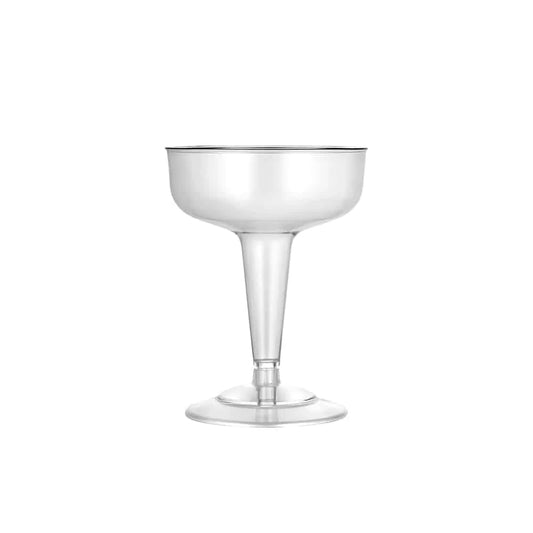 Premium 4oz Disposable Champagne Coupe – elegant 2-piece stemware for weddings, cocktail parties, and special events. Perfect for serving champagne, prosecco, and signature cocktails.